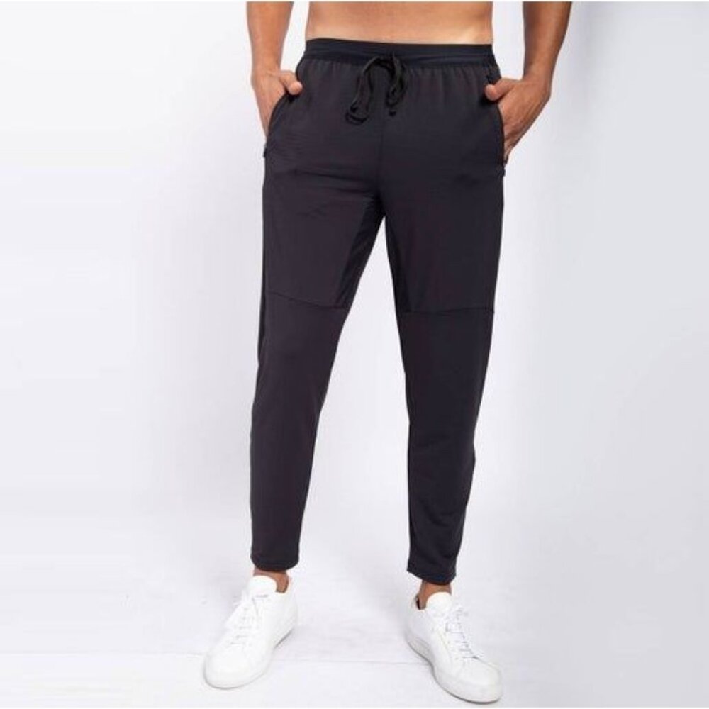 Mono B Mens Black Athletic Pants With Zipper Ankles & Drawstring Waist Large MBA